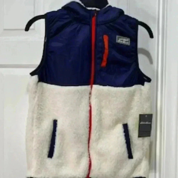 NEW Eddie Bauer Shearling Fleece Hooded Vest Child’s Size 14 NWT - Picture 1 of 9